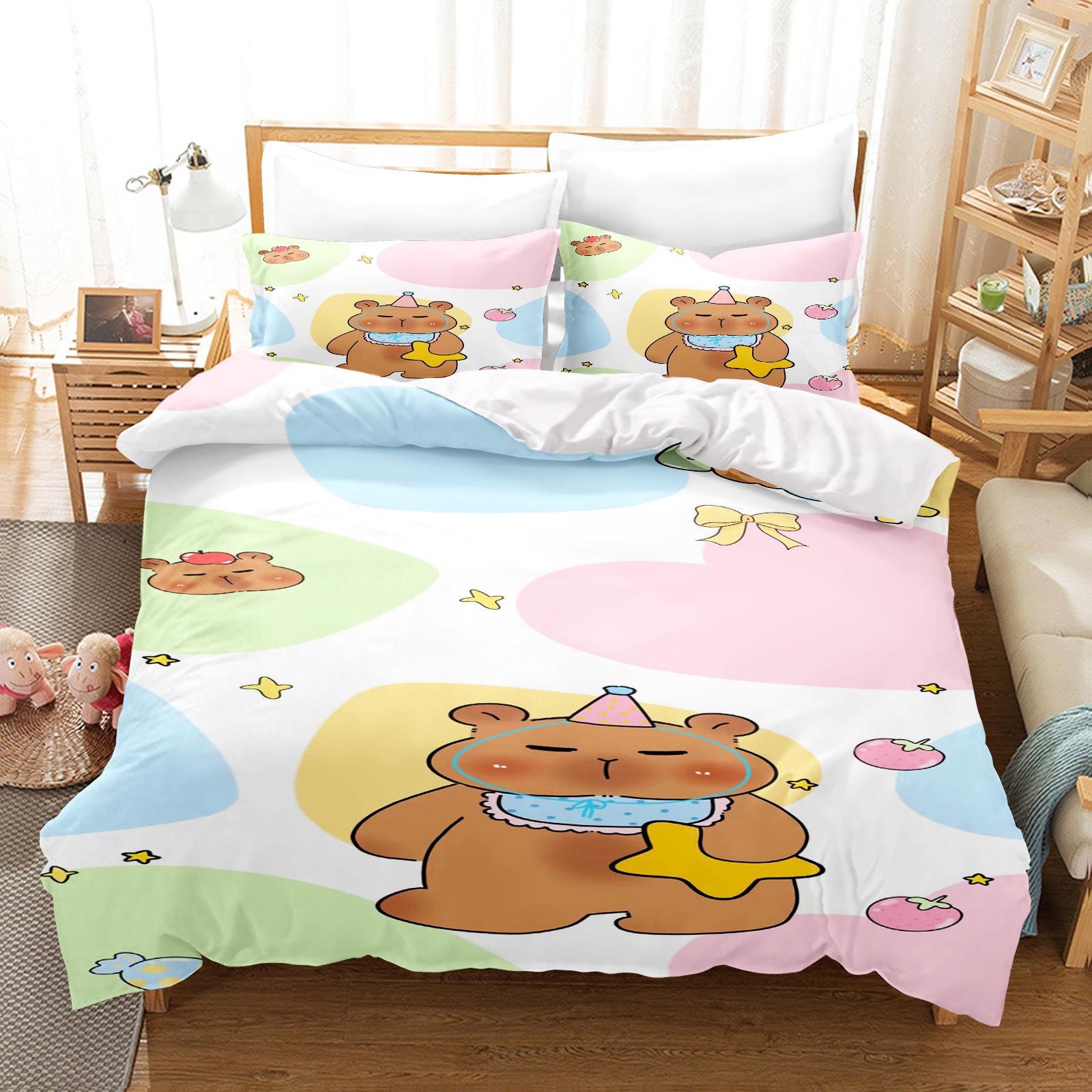 

Комплект пододеяльника Капибара Одеяло Постельное белье 3D Детский постельный комплект 3 предмета Размер кинг 135X200cm