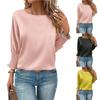 Women's Casual Loose Satin Color Round Neck Top