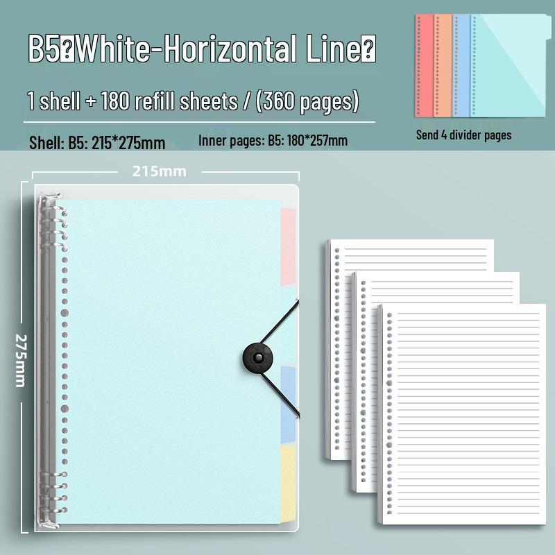 Comfort Grip Thick Ring Binder Notebook, B5/A4 Loose-Leaf Refill, Ideal for Junior High Students