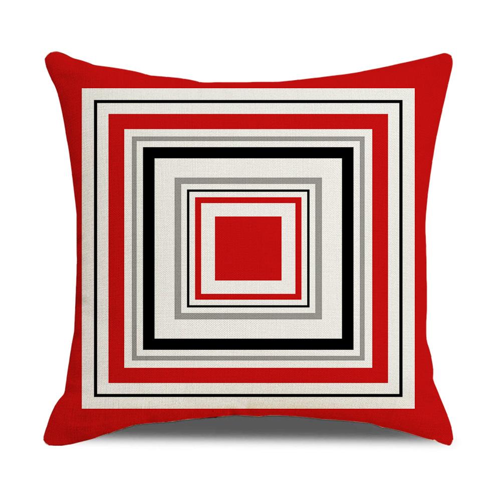 Daily Household Products Classic Simple Geometric Pillowcase Linen Office Cushion Waist Pillowcase