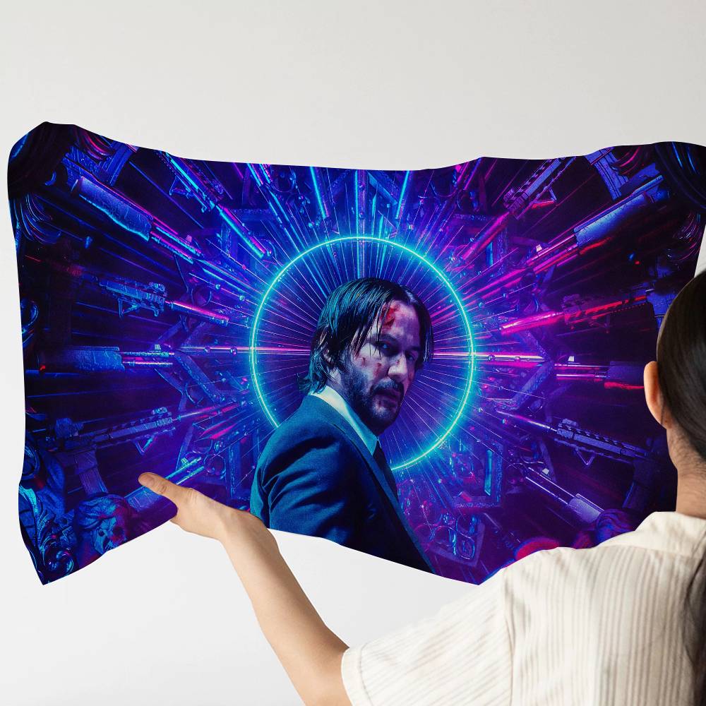Action Movie J-John Wick Pillow Towel Pillowcase for Hair and Skin, Standard Size Set of Super Soft Pillow Case
