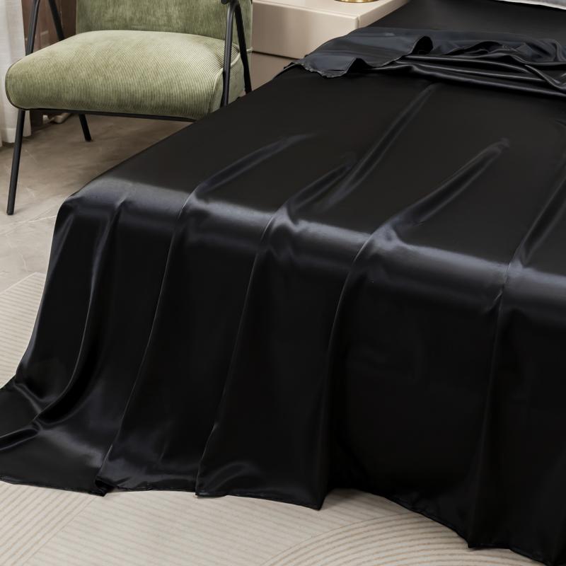 Satin Bed Sheet Sets for Summer Silky Smoooth Top Sheet with Pillowcase Single/Queen/King Ice Cooling Flat Bed Sheet Sets