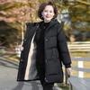 Winter Cotton Padded Jacket Hooded Solid Color Fleece Thick Parkas Warm Loose Long Overcoat Middle Aged Grandma Snow Coat