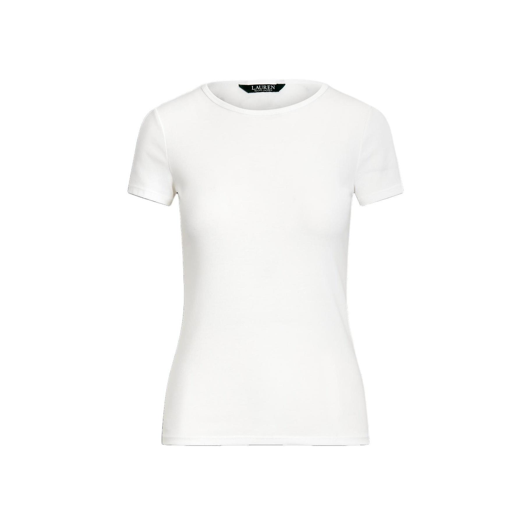 

Polo Ralph Lauren Однотонная футболка с коротким рукавом и круглым вырезом облегающего кроя Женский топ Белый WMLRKNISN820181-100 M