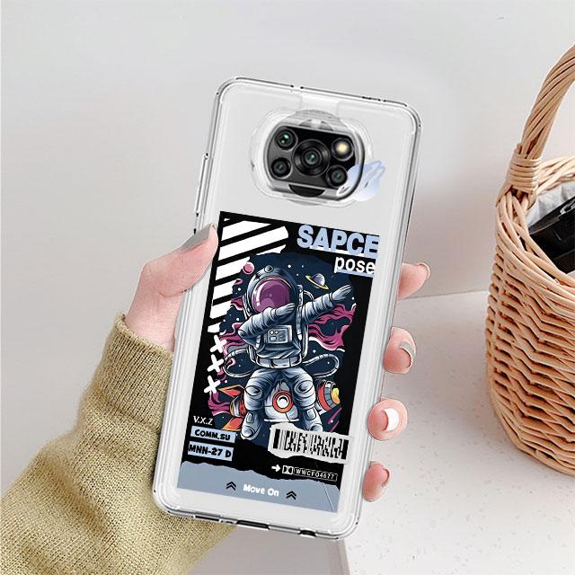 Cute Astronaut Planet Clear Case For Xiaomi Mi Poco X3 NFC M3 Pro F3 F1 11 Lite 12 Redmi Note 10 9S 8 7 9 Soft Phone Cover