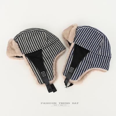 Cotton Hats Men's and Women's Winter Warm Ear Caps Outdoor Cold Protection Thickened Striped Plush Ski Caps Tide Foreign Trade