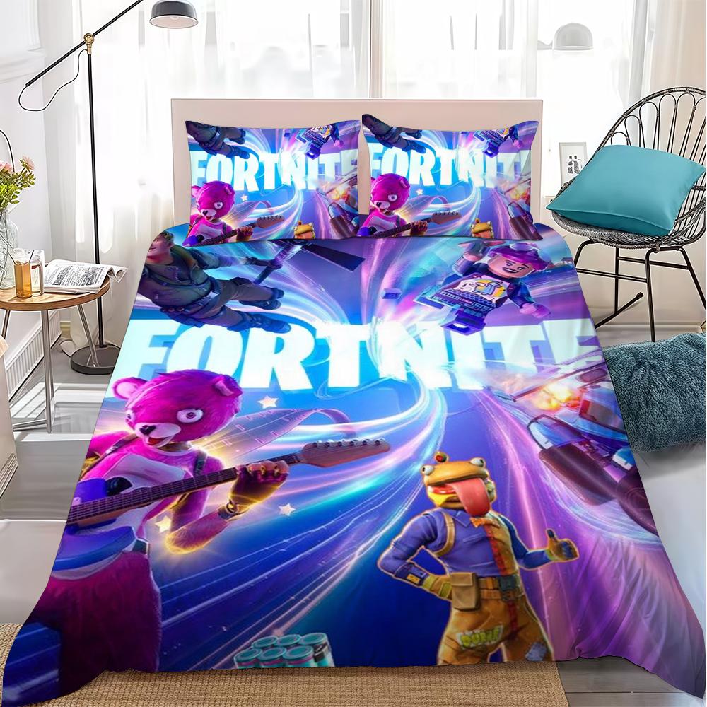 Fashion F-Fortnite Duvet Cover Set Home Style Bedding Soft Laundry Cotton Bed 3 Piece Set Student Dormitory Gift
