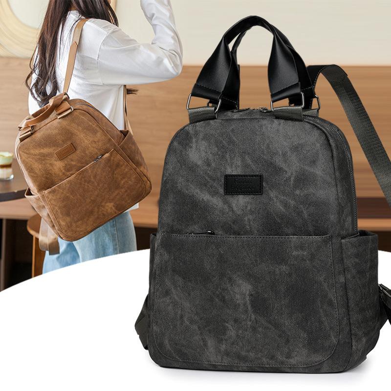 Schoolbag Backpack 1011 Autumn New Fashion Women's Soft Leather Backpack Leisure Commuter Simple Travel School Bag