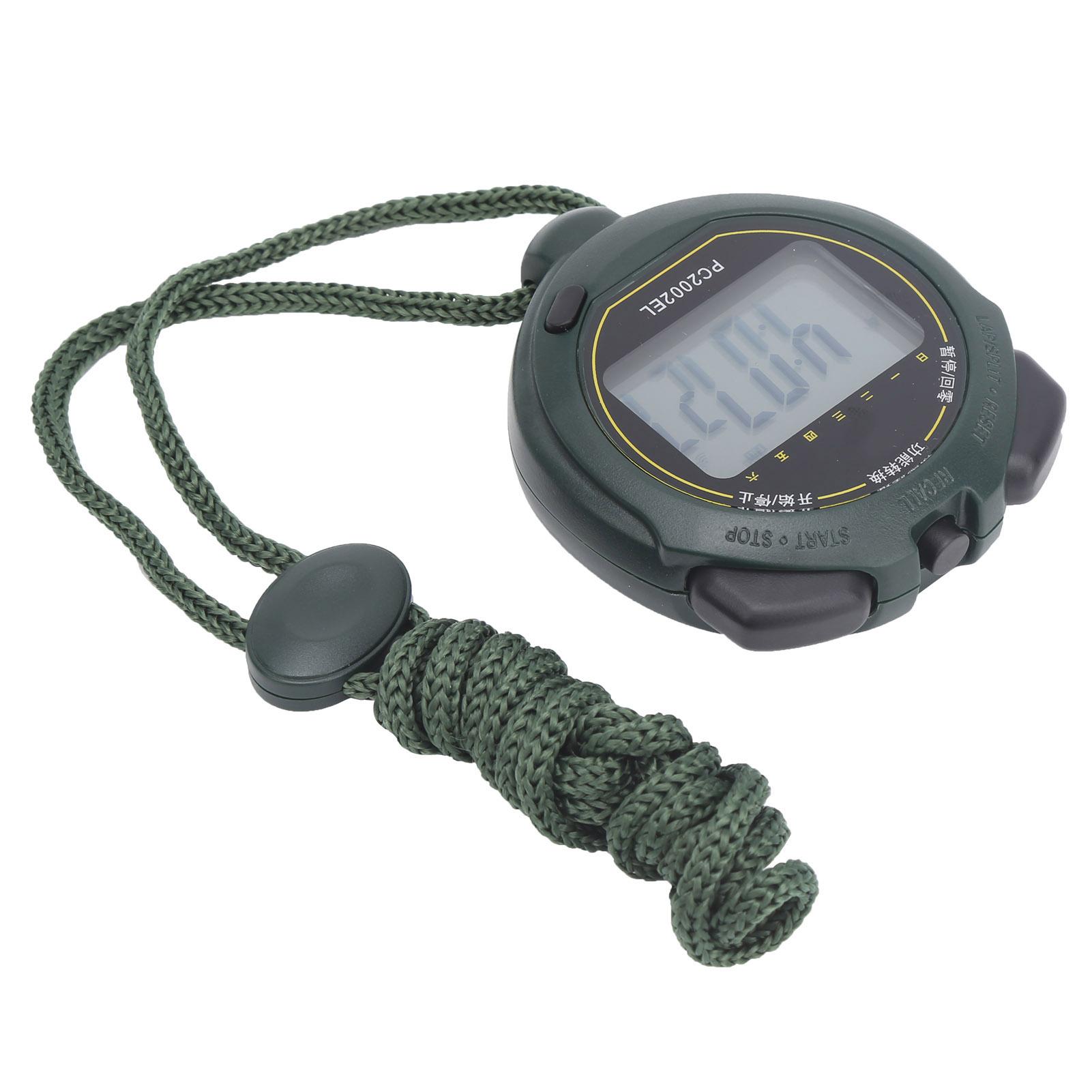 Multifunction Luminous Electronic Stopwatch Waterproof Screen Single Row Display 2 Track