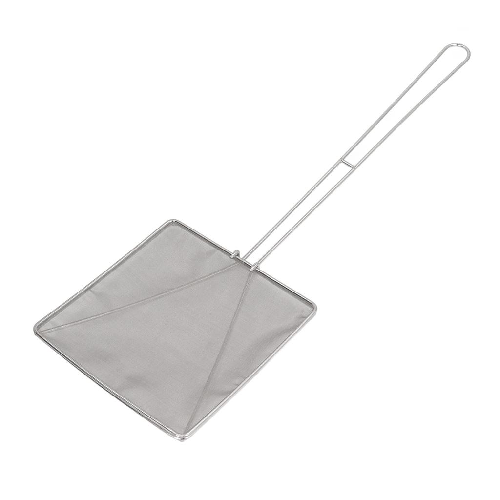 Oil Residue Shovel Strainer 304 Stainless Steel Square Fine Mesh Wok Skimmer Slotted Spoon for Cooking Frying Oil