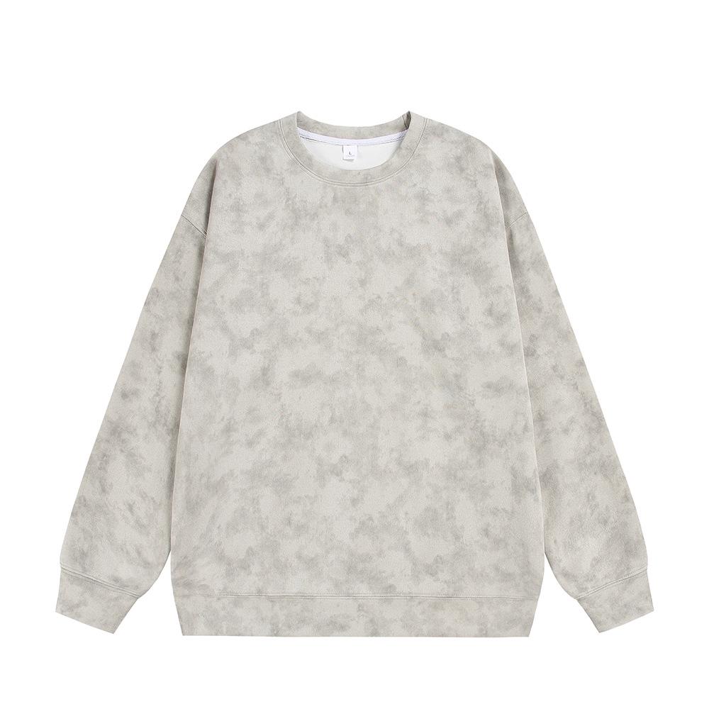 Men's Autumn Casual 360g Heavyweight Tie-dye Suede Fleece Round Neck Hoodie Jacket