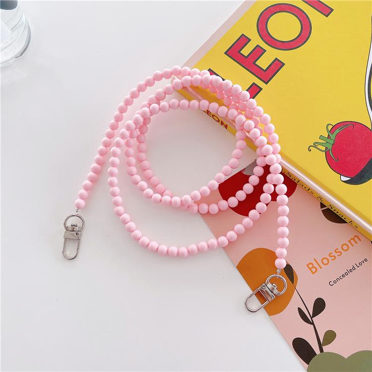 High Quality Fashion Custom Acrylic Beads Plastic Pearl Phone Case Strap, Girl Handmade Beaded Mobile Phone Lanyard Straps Chain