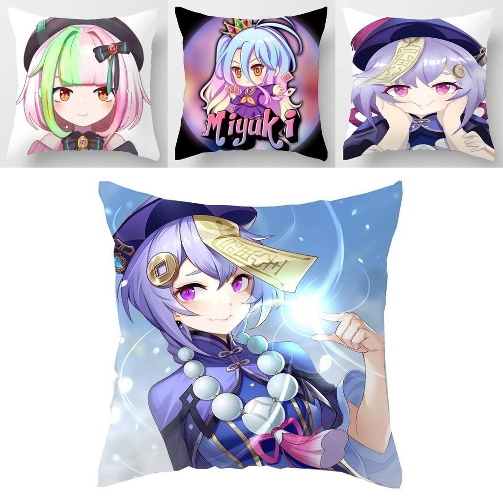 Genshin Impact Cartoon Cushion Cover Soft Polyester Peachskin Pillow Case For Home Decor
