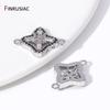 18K Gold Plated Brass Square Charm Connector,Inlaid Zircon Flower Pendant Connector For DIY Jewelry Making Accessories