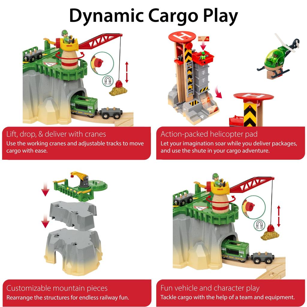 BRIO Cargo Mountain Set 36010, for ages 3 and up. [Toy, Wooden Toy, Wooden Rail, Rail Set, Gift (Birthday/Christmas)]