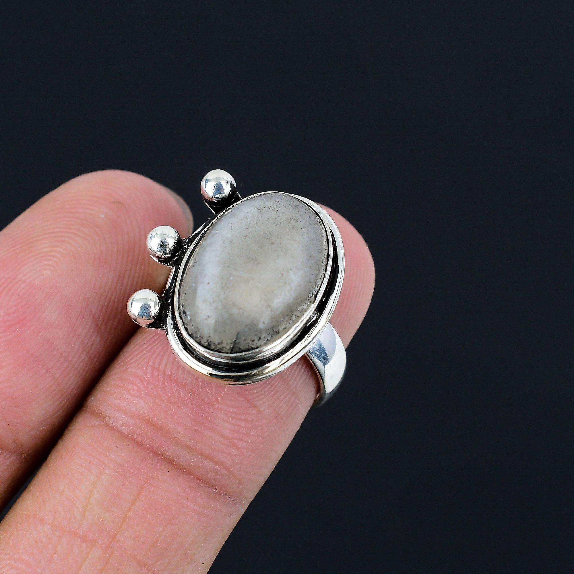 925 Silver Oval Rainbow Moonstone Gemstone New Stackable Ring Jewelry Size 6.5 6.5