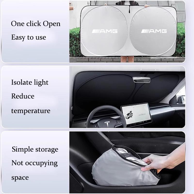 KALU1 Car Windshield Sun Shade Visor UV Protection Shield Sticker For Mercedes Benz AMG W204 W205 W203 W211 W212 W213 W201 W210 W124