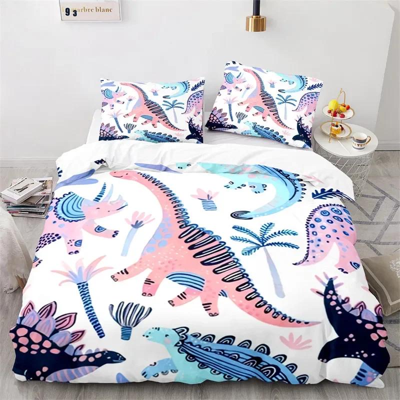 Funda Nórdica de Dinosaurios para Niños Juego de Ropa de Cama con Temática de Animales Microfibra Dibujos Animados Funda de Edredón Individual King Para Niños Niñas Adolescentes Decoración de Dormitorio