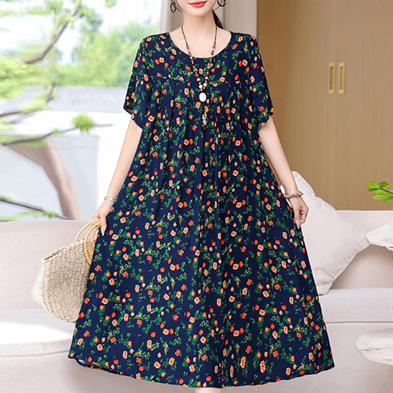 Letné oversize šaty Elegantné dámske dlhé šaty s krátkym rukávom Plus veľkosti