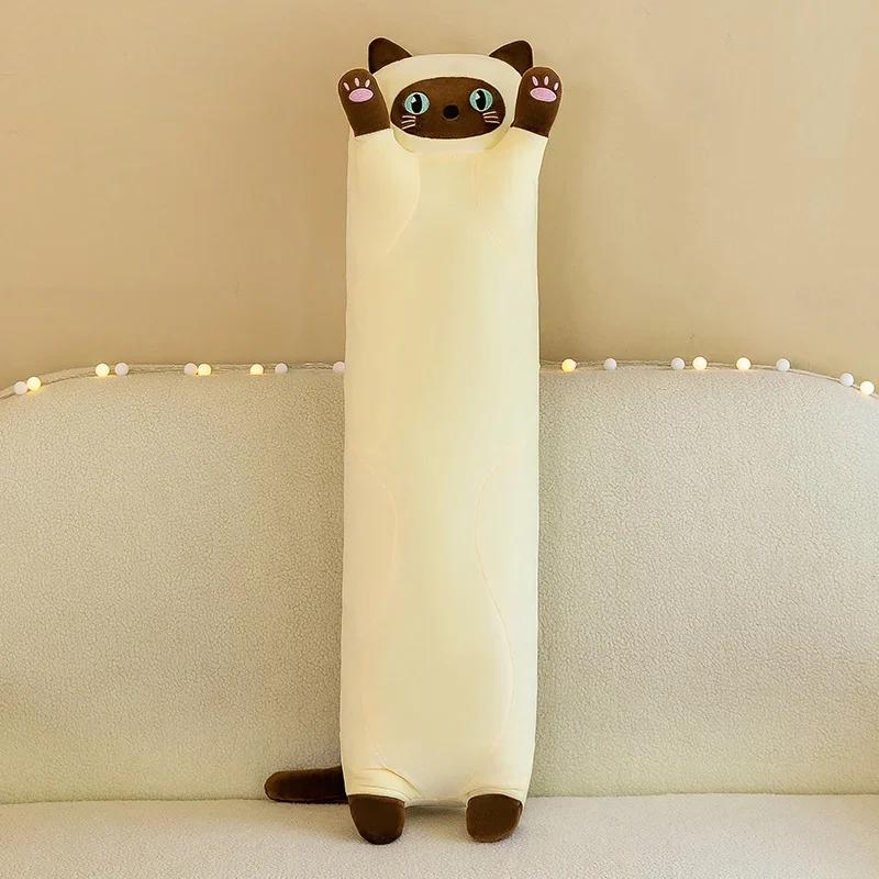 50~110cm Pisică Squishy Păpușă Lungă Jucărie de Pluș Animal de Desene Animate Umplut Pisoi Bebeluș Dormind Pernă de Îmbrățișare Confortabilă Cadou de Ziua de Naștere Pentru Copil