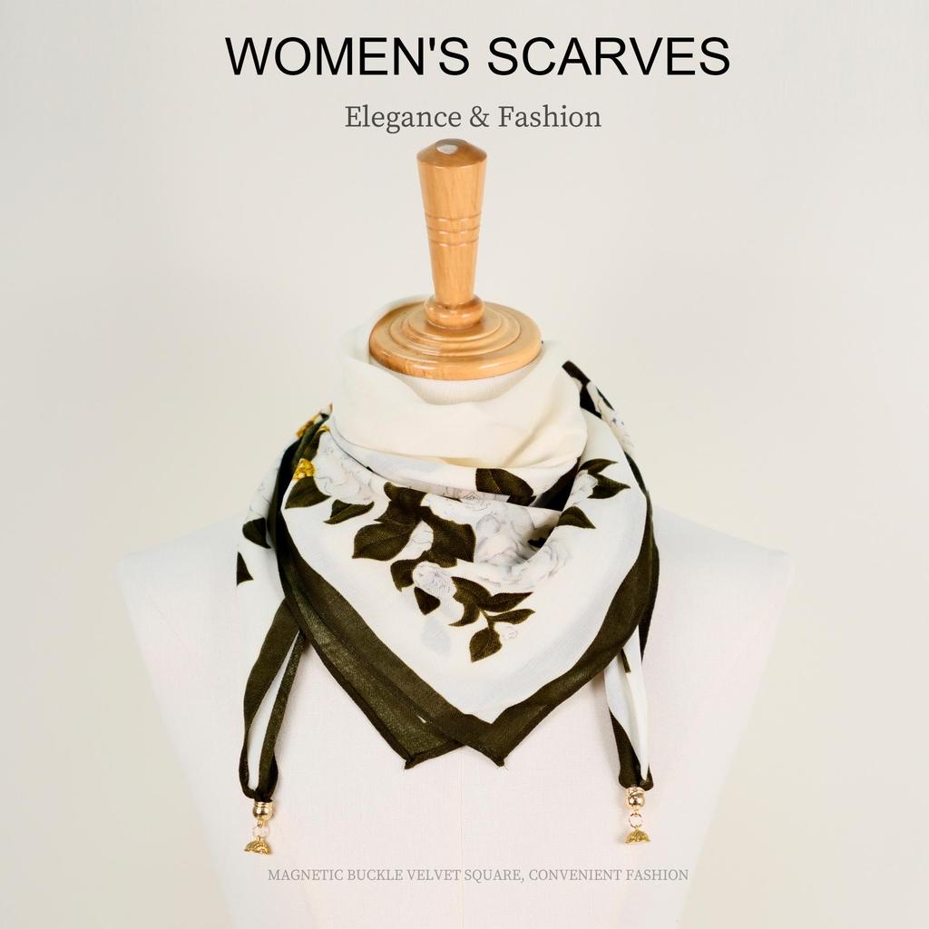 Golden Bean Magnetic Buckle Scarf – Fashionable Cotton & Linen Shawl for Mothers