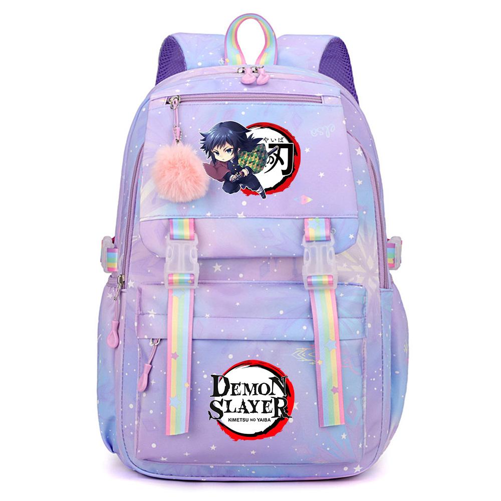 Roztomilý anime batoh s potiskem Demon Slayer pro dospívajícího studenta Školní taška Velkokapacitní Vodotěsná Cestovní taška Dárek