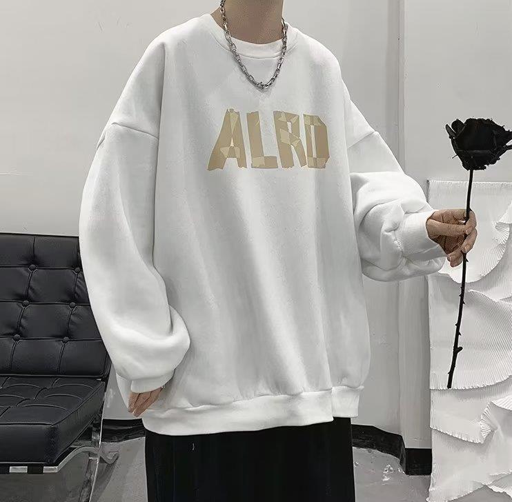 Men's Trendy Spring & Fall Crew Neck Sweatshirt - Hong Kong Style Loose Fit, Versatile, High Street Fashion.