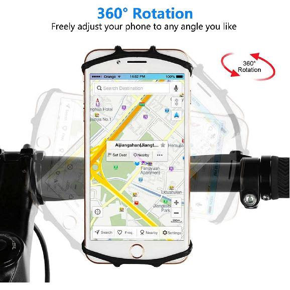 Bike Phone Mount 2 Pack, Universal Motorcycle Phone Holder For Bike, 360°Rotation Silicone Bicycle Phone Holder Handlebar Phone Mount Compatible