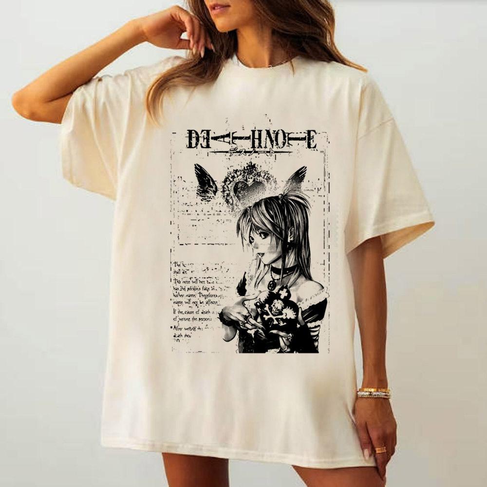 Death Note tshirt female Punk Pop Culture korean clothes 2000s tshirt harajuku Grunge korean clothes Y2k Trendy Psychedelic S