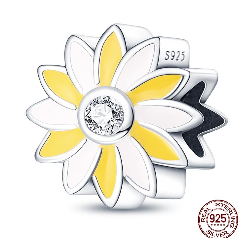 Real Copper Sunflower Series Charm Love Heart Blessing Series Suitable For 3Mm'S Bracelet Ladies Fine Jewelry Gift