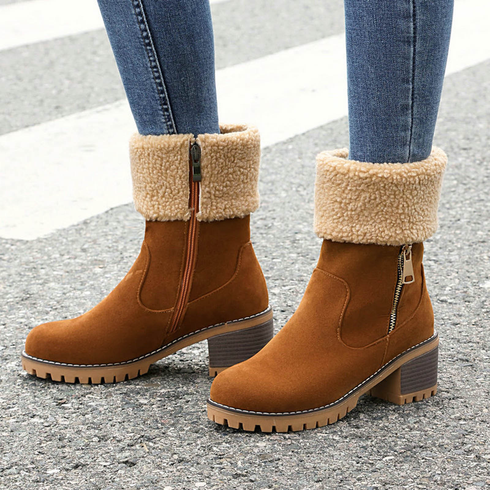 

2026 Winter Boots For Women Warm Boot Ladies Outdoor Street Warm Booties Ankle Shoes Female Popular Clothes Accessories Hot 36 коричневий