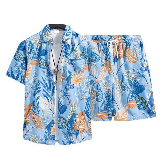 Beach Clothes For Men 2 Piece Set Hawaiian Shirt and Shorts Set Men Fashion Clothing Printing Casual Outfits Summer Beachwear