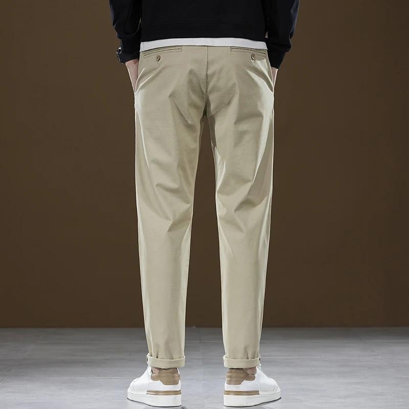 Mens Pants Cotton Casual  Stretch Male Trousers Man Long Straight High Quality Plus Size Pant Suit