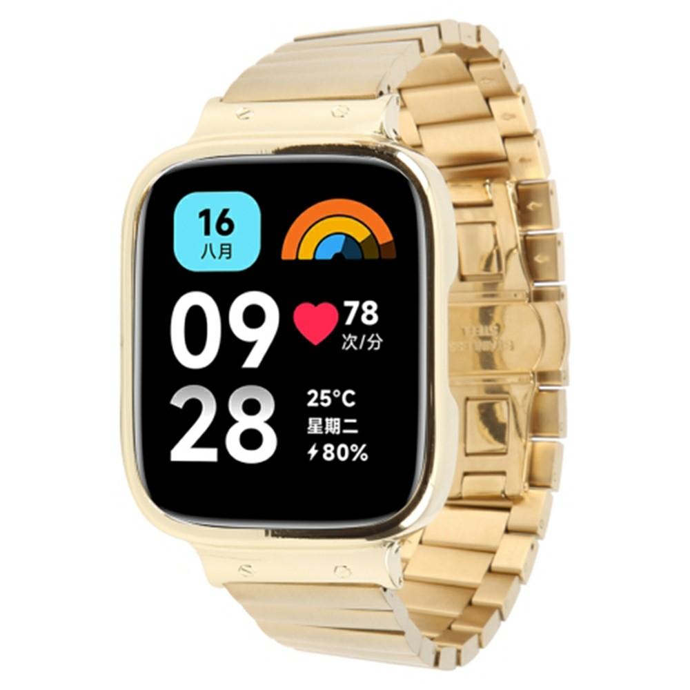 For Xiaomi Redmi Watch 3 Lite Stainless Steel Replacement Strap with Metal Watch Case