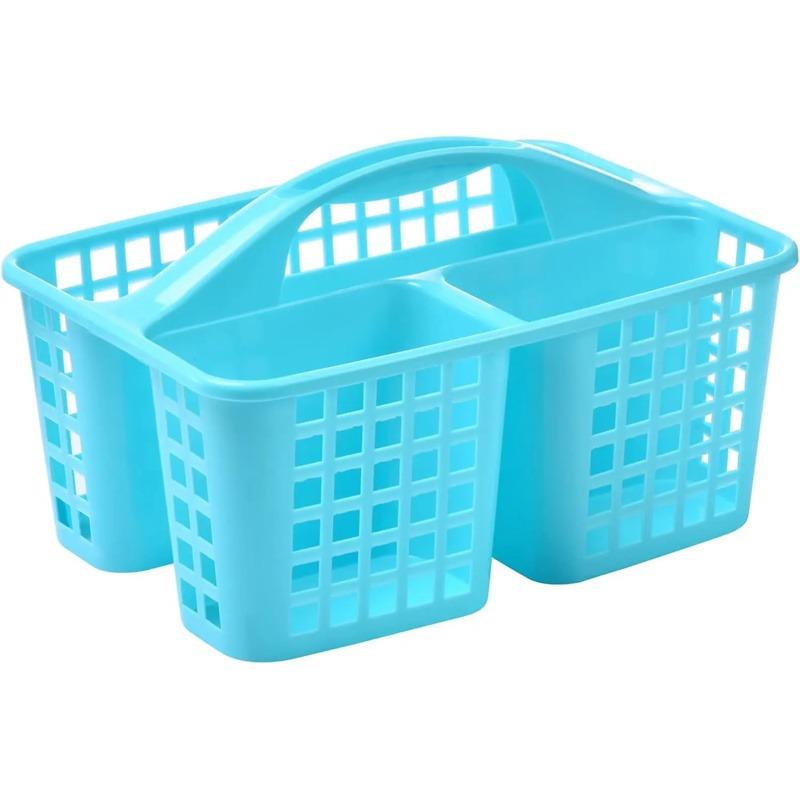 Plastic Shower Caddy Basket with Compartments, Portable Divided Cleaning Supply Storage Organizer with Handle for Dorm Bathroom