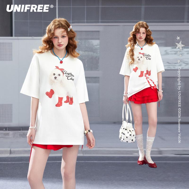UNIFREE Women s Cute Pet Print Cotton T-Shirt S