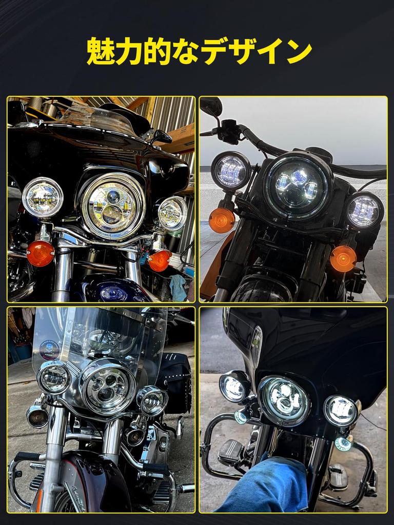 Chelhead LED Headlight for Fog Switchable LED Auxiliary Headlamp Kit with Silver 7-inch Harley-Davidson, 4.5-inch Lights, Hi/Lo Lights, 7-inch
