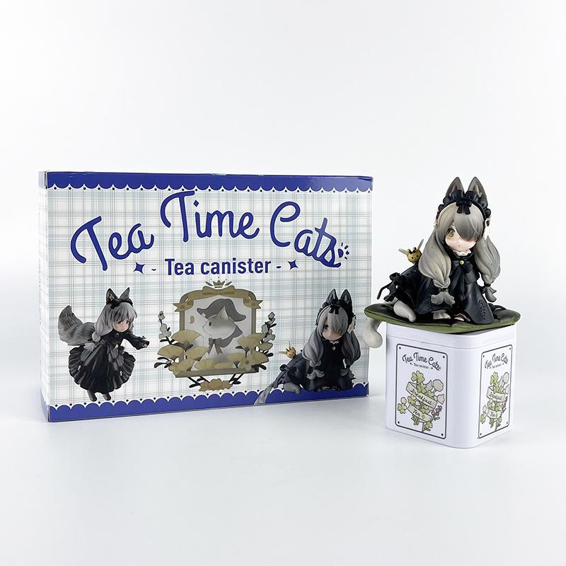 12см Кіт на чаюванні Аніме Фігурка Q Версія Каваї Час чаю Коти Чайник Кіт Фігурка Дії Колекція Модель Прикраси Іграшки Подарунки