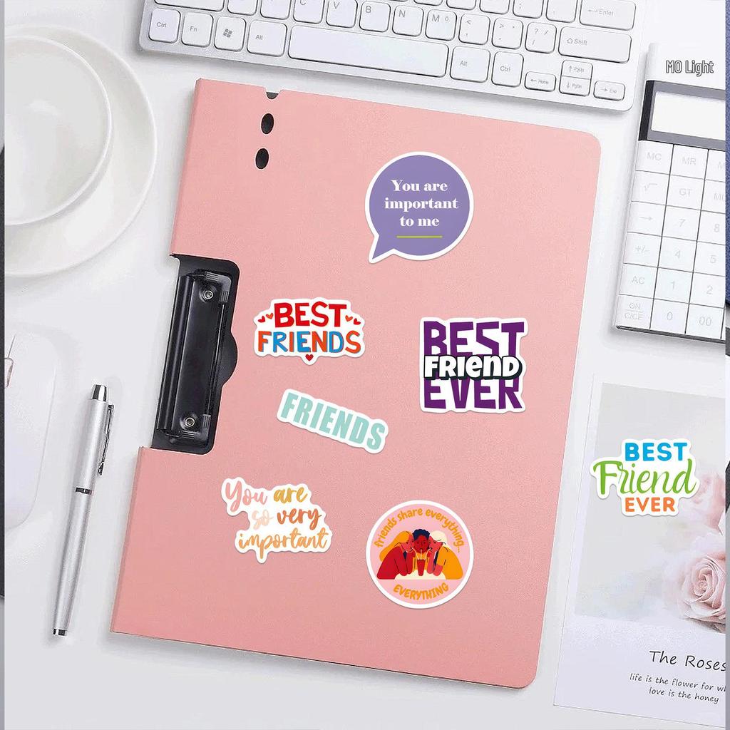 50 PVC Sheets: Friendship Motivational Phrase Stickers for DIY Journals and Decoration