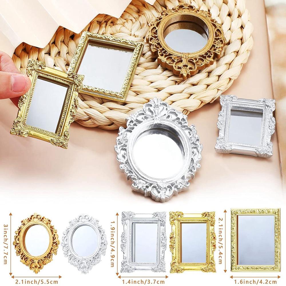 Doll House Decor 1/12 Mini Victorian Tiny Furniture Ornament Dollhouse Mirror Miniature