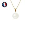 Pendant - - Genuine Freshwater Cultured Pearl 9-10 Mm - Yellow Gold - 42 Cm Chain