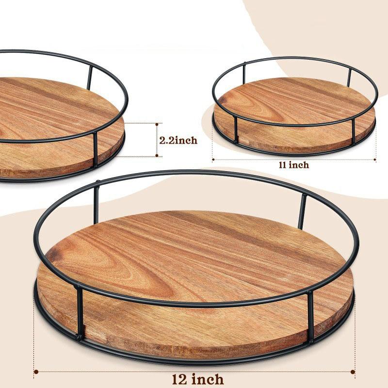 Multipurpose Wooden Revolving Spice Rack and Storage Tray for Kitchen Cabinets
