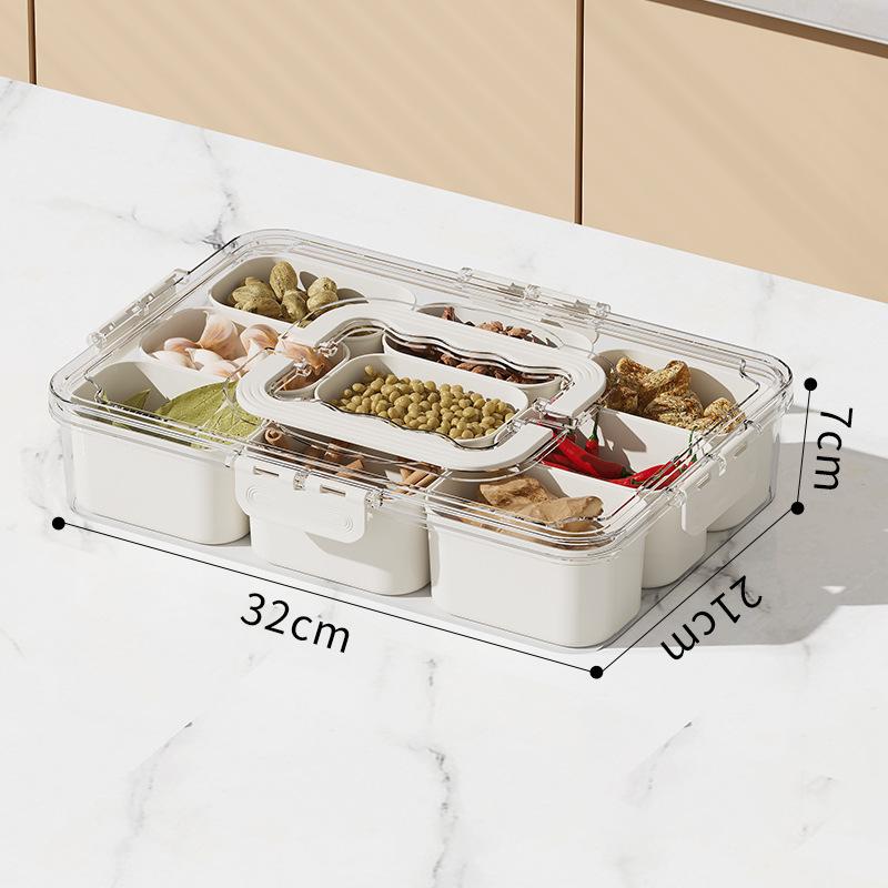 Portable Airtight Food Storage Box - Keeps Salad, Fruit, and Seasonings Fresh with Compartments