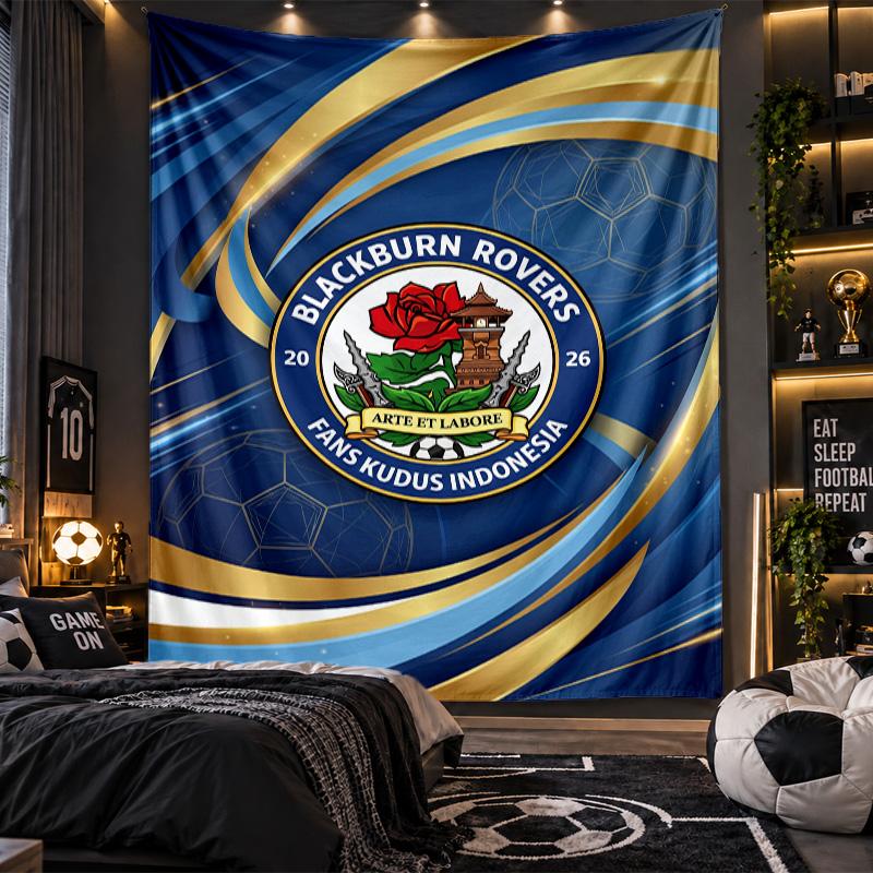 Wall Hanging Tapestry Blackburn Rovers Football Print Cloth for Living Room Bedroom Home Decor