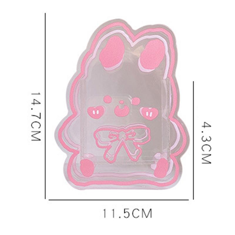 Transparent Pen Container Multifunctional Cute Cartoon Acrylic Makeup Brush Storage Case for Office Desk Makeup Table Tie Rabbit