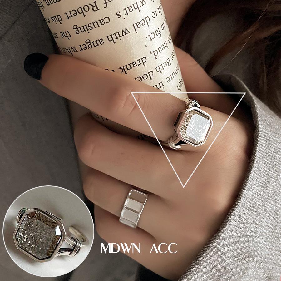 French Vintage Red Oval Women's 925 Silver-Plated Adjustable Ring - Korean Style Influencer Chic