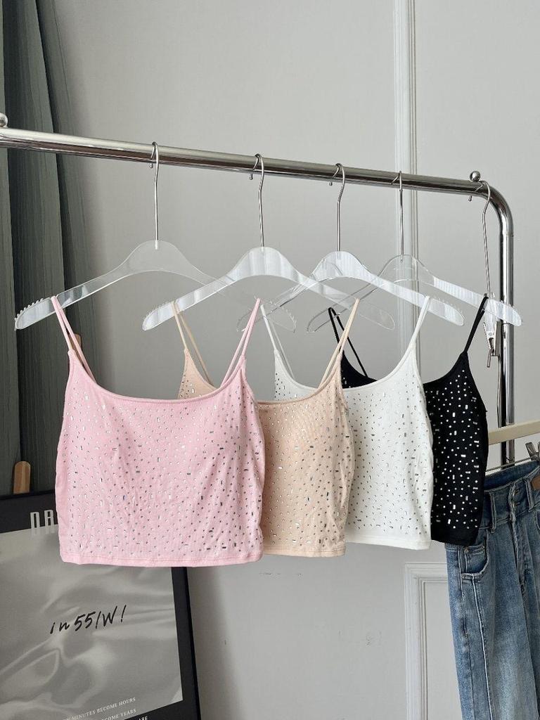 Sparkle Rhinestone Strapless Padded Camisole - Sexy Slim-Fit with Beautiful Back Design