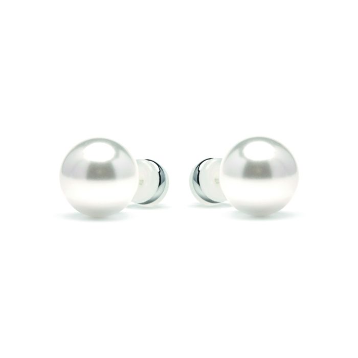 Earrings - LUXENTER - Wasai - White Pearl - Rhodium Plated - 12 Mm