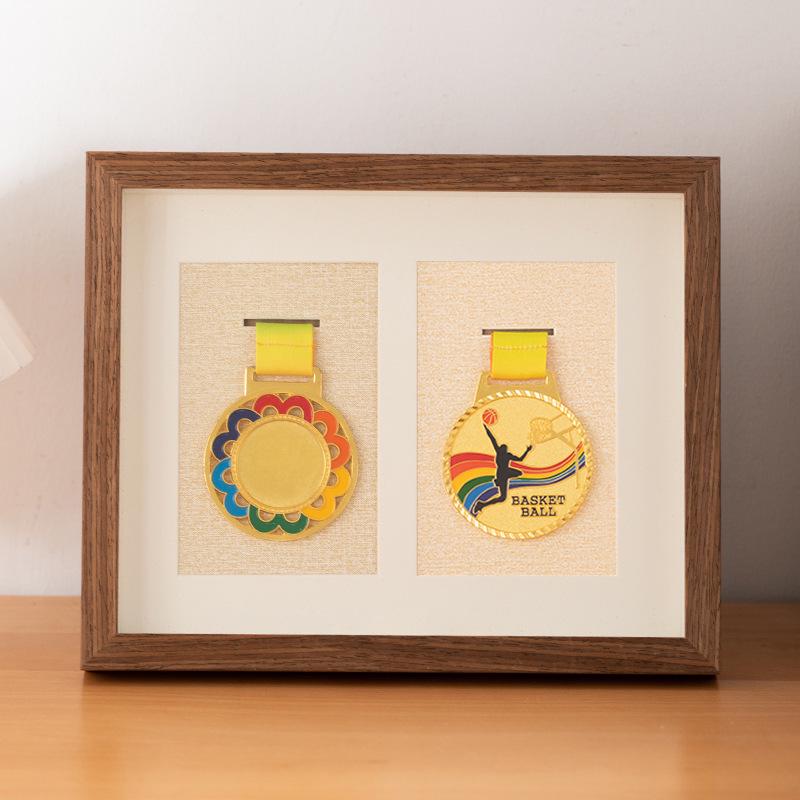 Wooden Medal Frame & Display: Marathon Tag Holder and Decorative Picture Frame