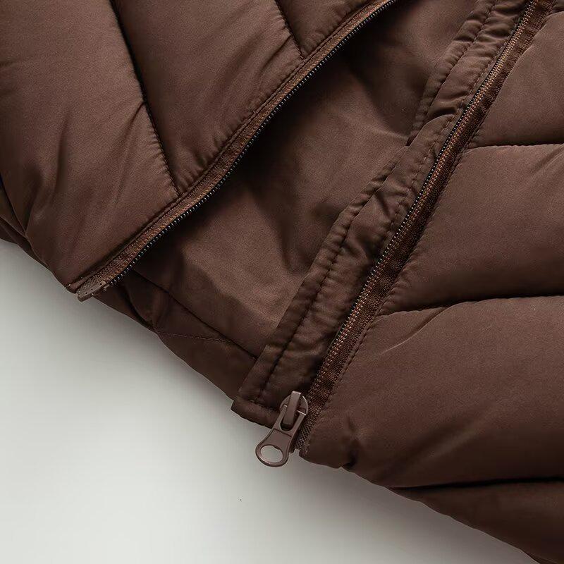 Z Cross-border European & American-Style 2025 Women's Patchwork Long Sleeve Stand Collar Cotton-Padded Jacket